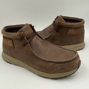 Ariat Mens Spitfire Brown Leather American Flag Patch Chukka Boots 10021644